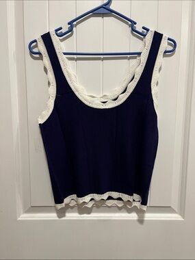 navy ribbed knit tank top